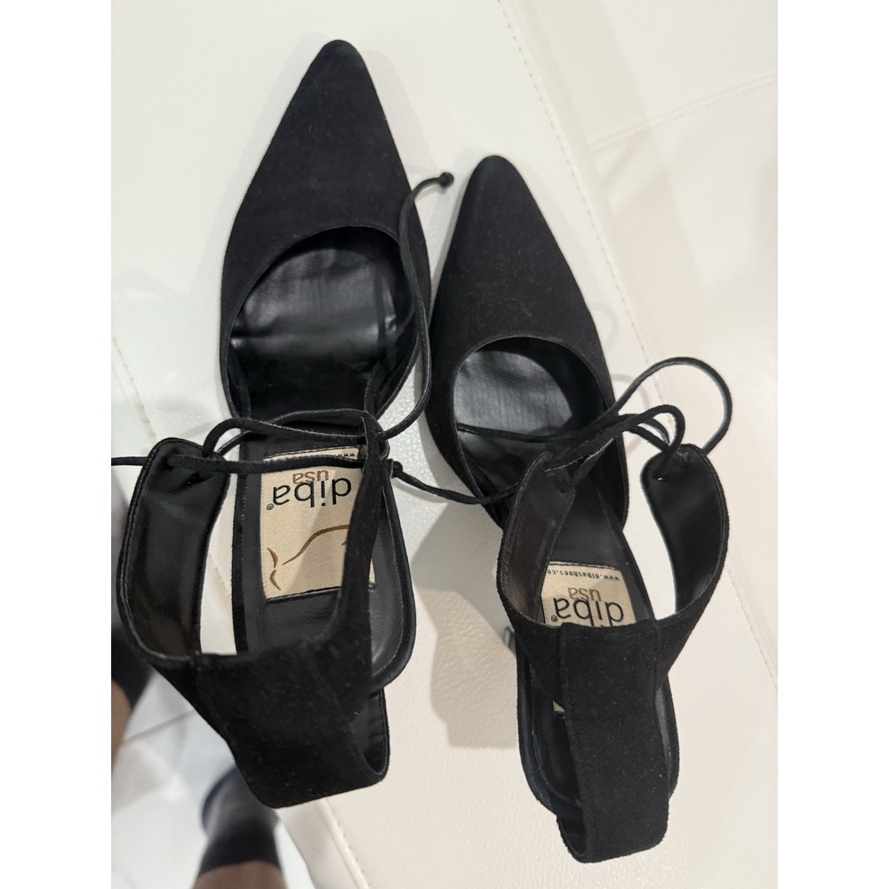 Diba USA Black Suede Pointed Toe Lace Up Ankle Wrap Heels Size 6.5 M Brazil - Picture 9 of 9